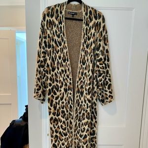 Elegant Leopard Print Long Soft Cardigan